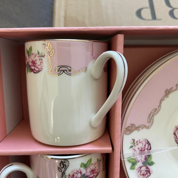 GRACE TEAWARE Spring Pink Floral Set of 4 Porcelain Espresso Cups Saucers NEW - Picture 10 of 10